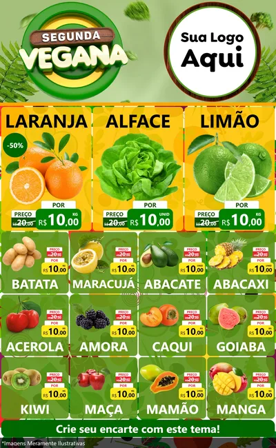 Modelo de Encarte para Encarte Grande com o tema Segunda Vegana para Hortifrúti