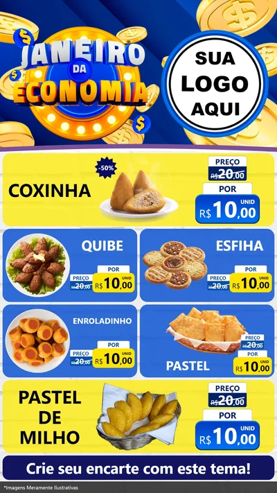 Modelo de TV para TV Vertical com o tema Janeiro da Economia para Salgadaria