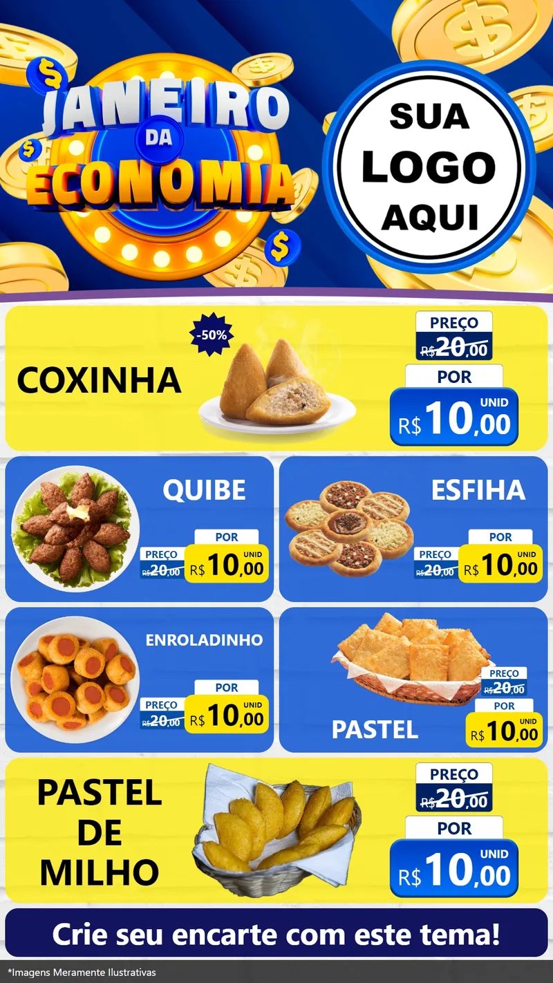 Modelo de TV para TV Vertical com o tema Janeiro da Economia para Salgadaria