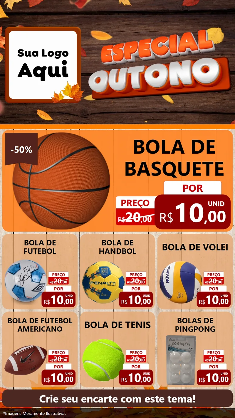 Modelo de Rede Social para Stories com o tema Especial Outono para Artigos Esportivos