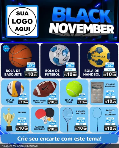 Modelo de Rede Social para Feed Instagram com o tema Black November para Artigos Esportivos