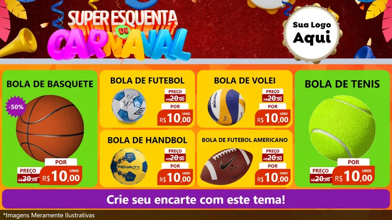 Modelo de TV para TV Horizontal com o tema Super Esquenta de Carnaval para Artigos Esportivos