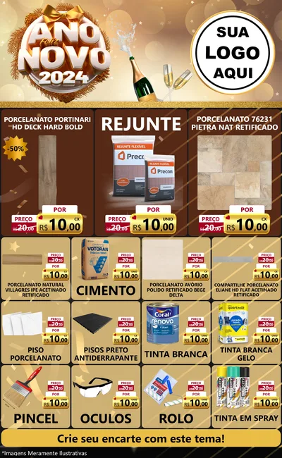 Modelo de Encarte para Encarte Grande com o tema Feliz Ano Novo 2027 para Pisos e revestimentos