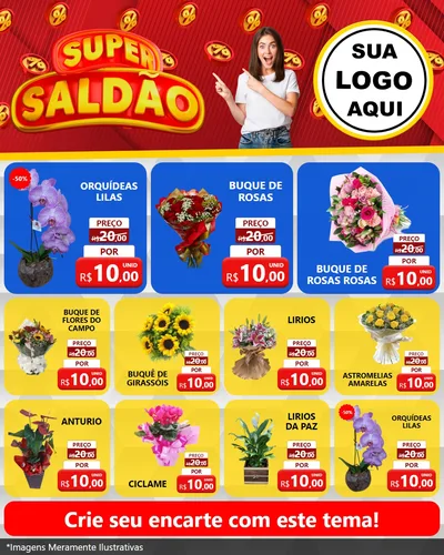 Modelo de Rede Social para Feed Instagram com o tema Super Saldão para Floricultura e jardim