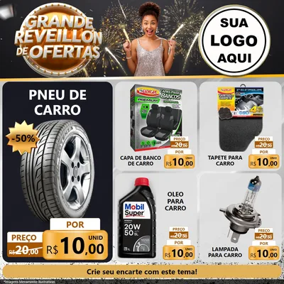 Modelo de Rede Social para Feed Facebook com o tema Grande Réveillon de Ofertas para Auto peças