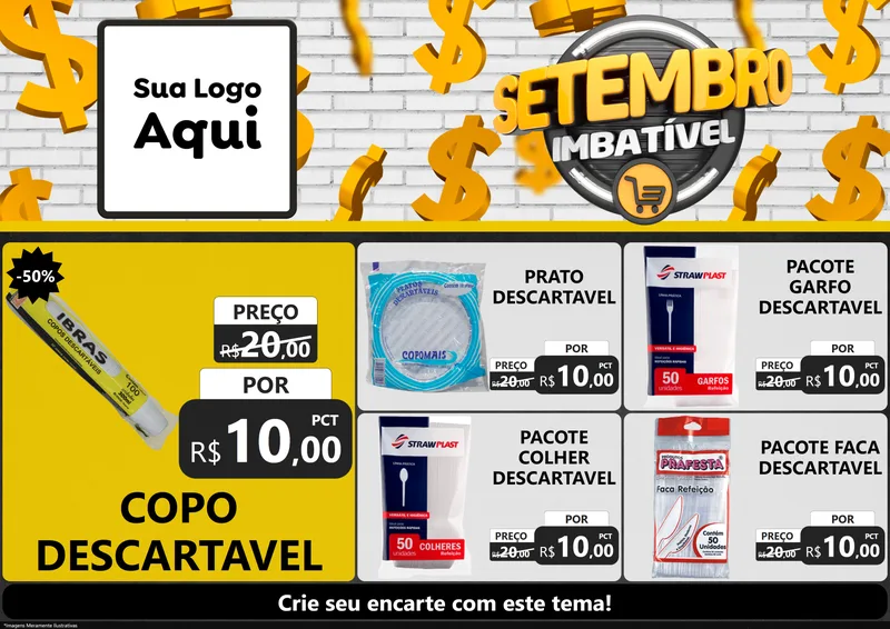 Modelo de Encarte para Encarte A4 Horizontal com o tema Setembro Imbatível para Embalagens