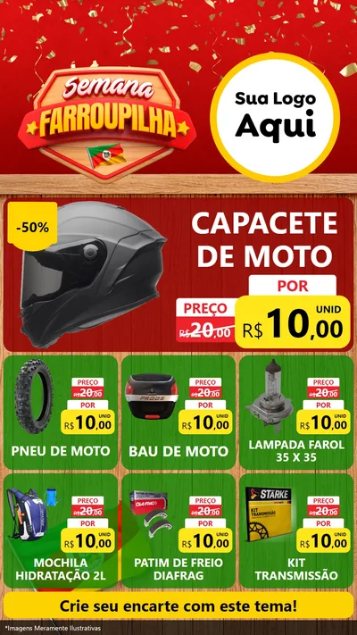 Modelo de Rede Social para Stories com o tema Semana Farroupilha para Moto peças