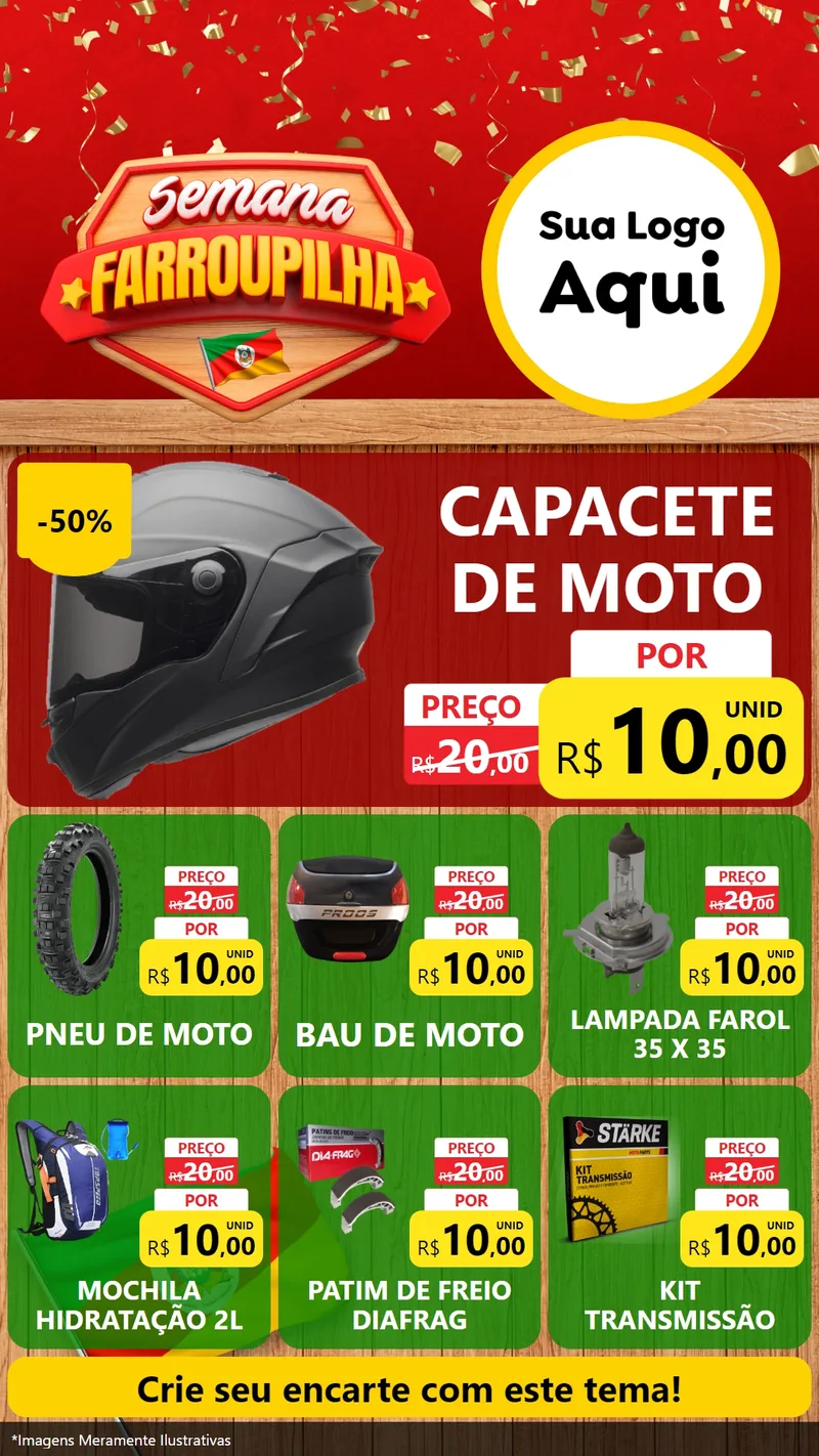 Modelo de Rede Social para Stories com o tema Semana Farroupilha para Moto peças