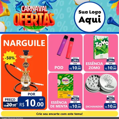 Modelo de Rede Social para Feed Facebook com o tema Carnaval de Ofertas para Tabacaria