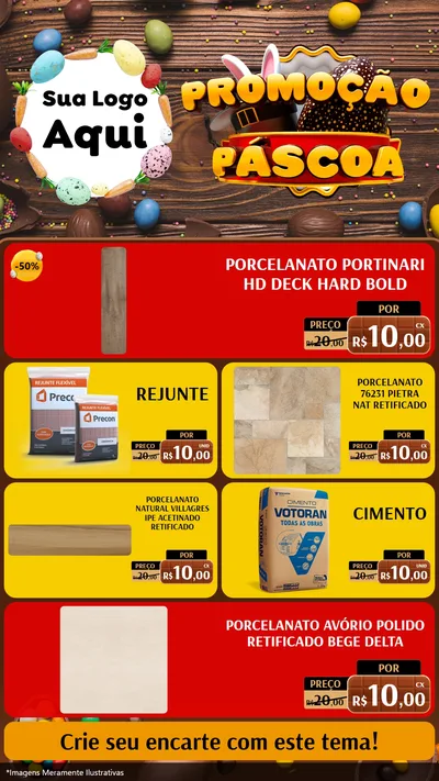 Modelo de TV para TV Vertical com o tema Promoção Páscoa para Pisos e revestimentos