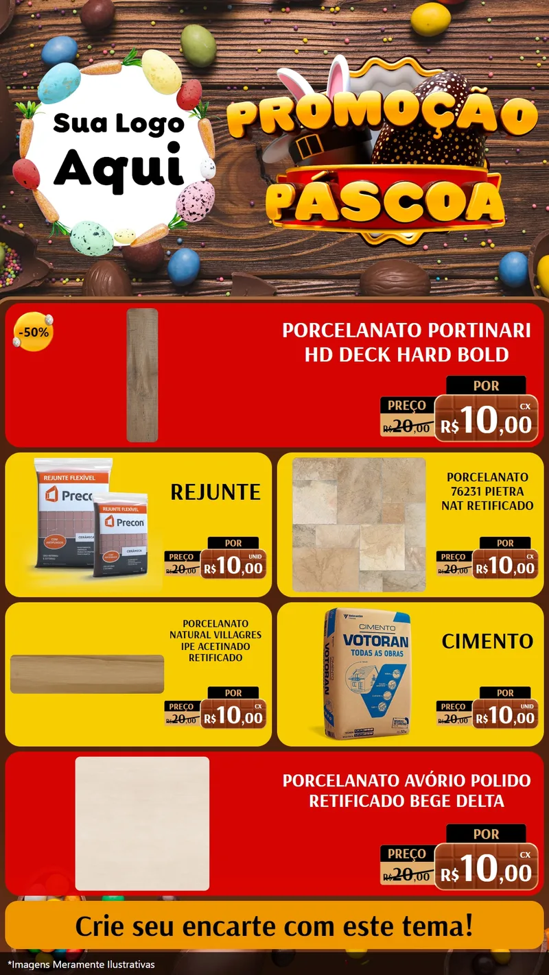 Modelo de TV para TV Vertical com o tema Promoção Páscoa para Pisos e revestimentos