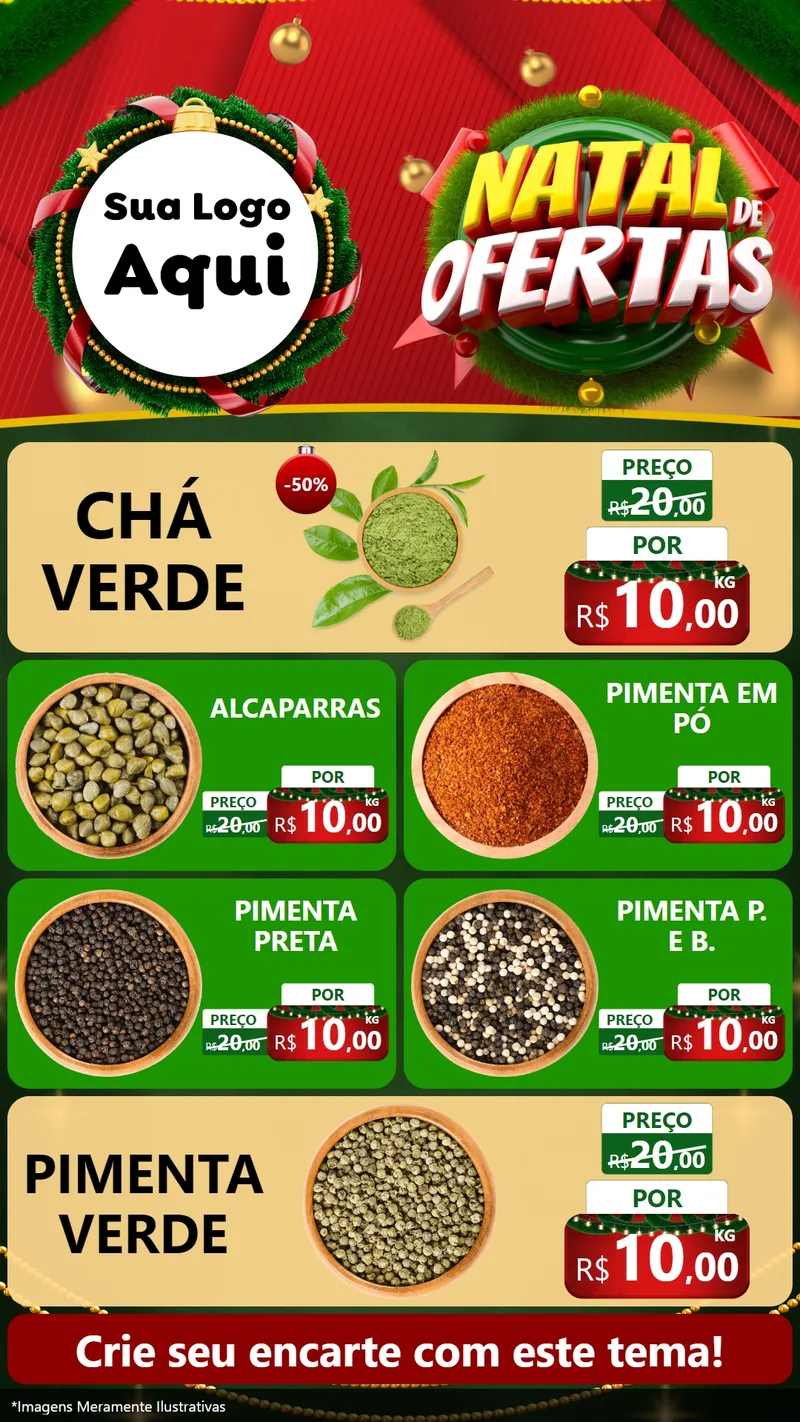 Modelo de TV para TV Vertical com o tema Natal de Ofertas para Produtos Naturais