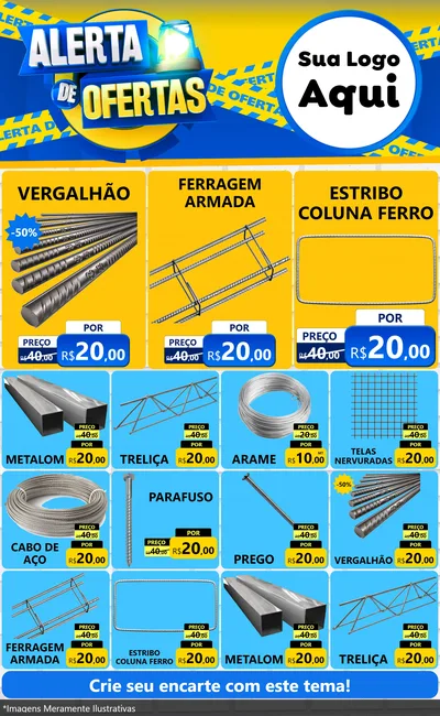 Modelo de Encarte para Encarte Grande com o tema Alerta de Ofertas para Ferragens