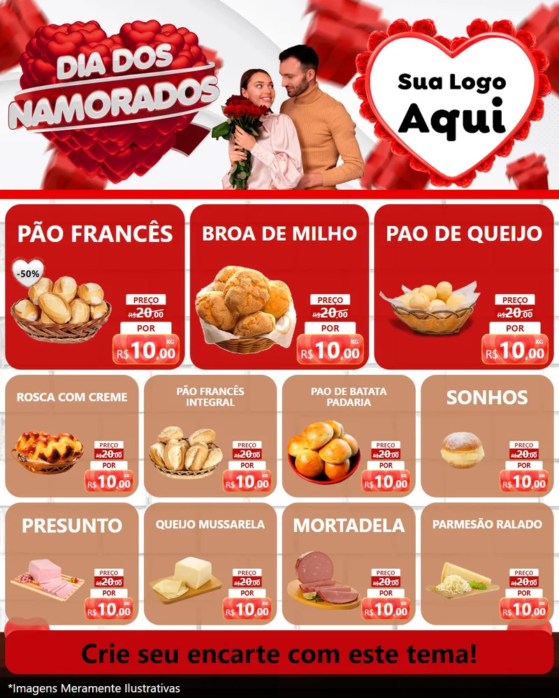 Modelo de Rede Social para Feed Instagram com o tema Dia dos Namorados para Padaria