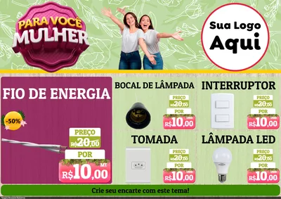 Modelo de Encarte para Encarte A4 Horizontal com o tema Para Você Mulher para Materiais Elétricos
