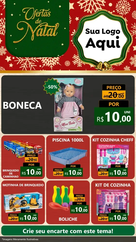 Modelo de Rede Social para Stories com o tema Natal de Ofertas para Brinquedos