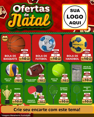 Modelo de Rede Social para Feed Instagram com o tema Ofertas de Natal para Artigos Esportivos