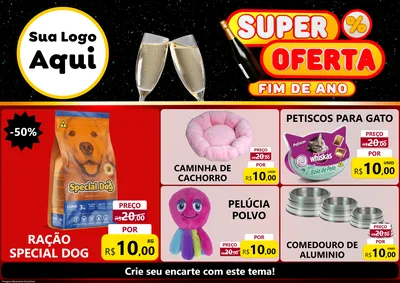 Modelo de Encarte para Encarte A4 Horizontal com o tema Super Oferta Fim de Ano para Pet Shop