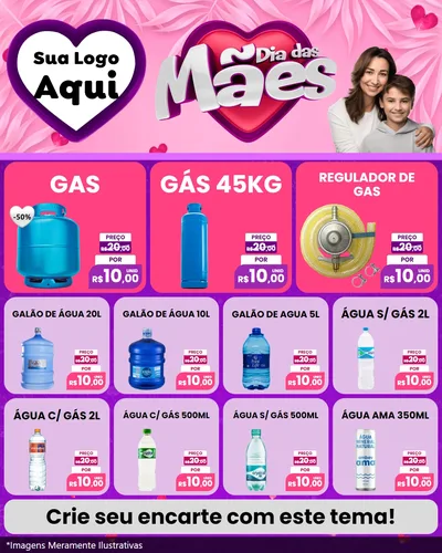 Modelo de Rede Social para Feed Instagram com o tema Dia das Mães para Água e gás