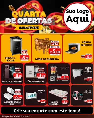 Modelo de Rede Social para Feed Instagram com o tema Quarta de Ofertas Imbatíveis para Móveis e Eletro
