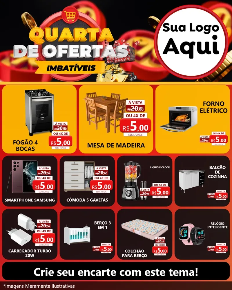 Modelo de Rede Social para Feed Instagram com o tema Quarta de Ofertas Imbatíveis para Móveis e Eletro
