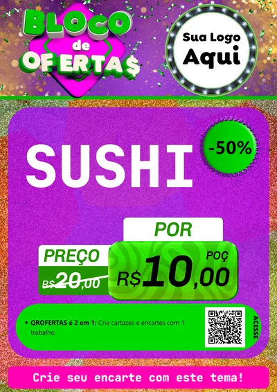 Modelo de Cartaz para Cartaz A4 Vertical com o tema Bloco de Ofertas para Comida japonesa