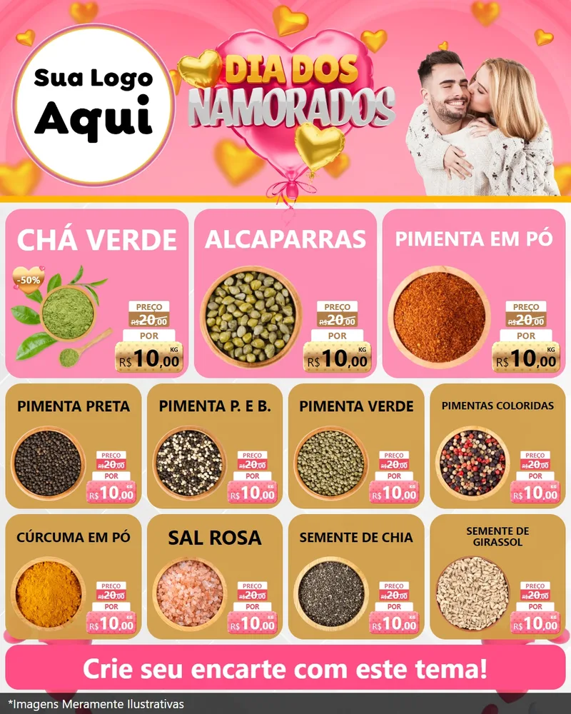Modelo de Rede Social para Feed Instagram com o tema Dia dos Namorados para Produtos Naturais