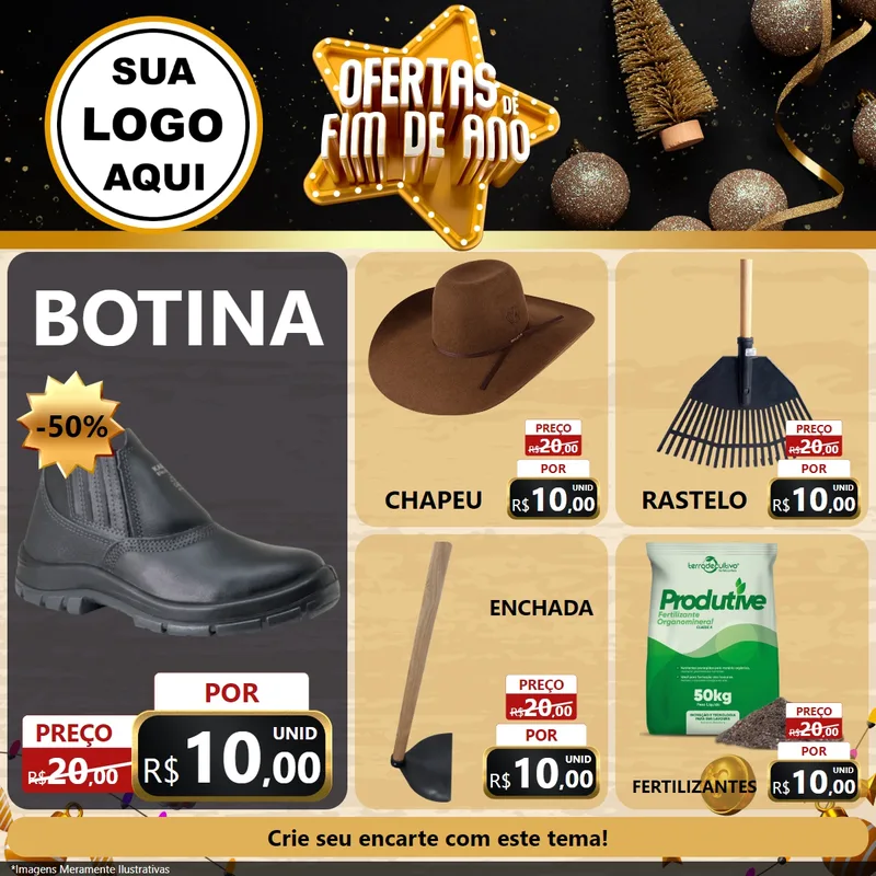 Modelo de Rede Social para Feed Facebook com o tema Ofertas de Fim de Ano para Agropecuária