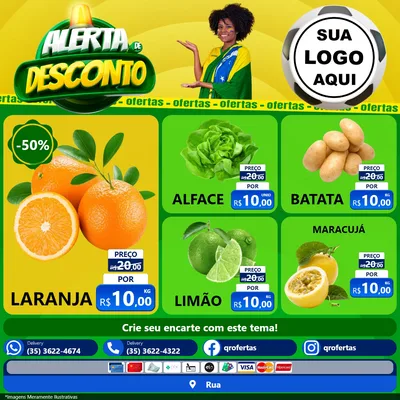 Modelo de Rede Social para Feed Facebook com o tema Alerta de Desconto para Hortifrúti