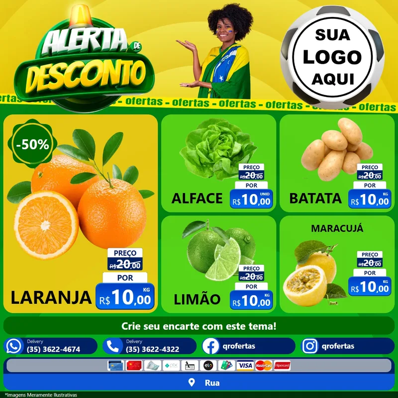 Modelo de Rede Social para Feed Facebook com o tema Alerta de Desconto para Hortifrúti