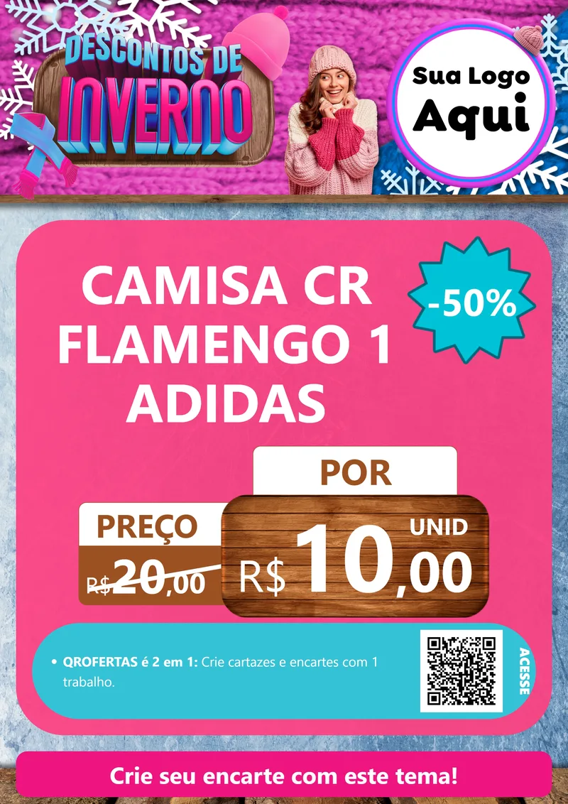 Modelo de Cartaz para Cartaz A4 Vertical com o tema Descontos de Inverno para Roupas e acessórios