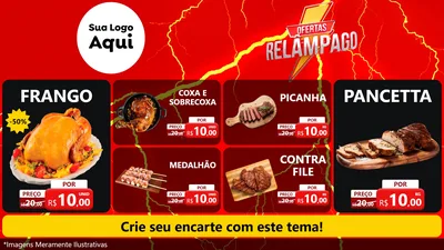 Modelo de TV para TV Horizontal com o tema Ofertas Relâmpago para Assados
