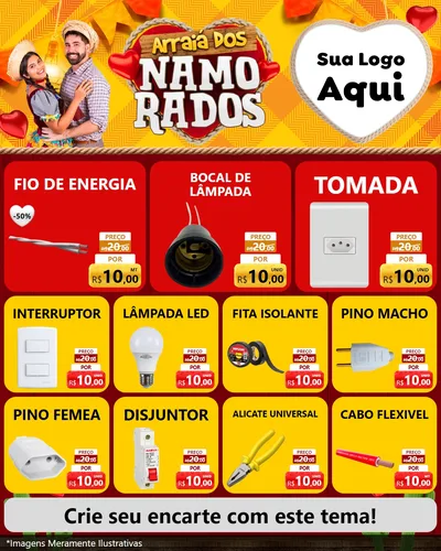 Modelo de Rede Social para Feed Instagram com o tema Arraiá dos Namorados para Materiais Elétricos
