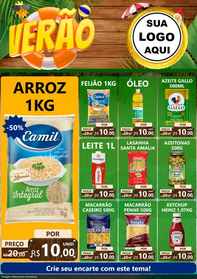 Modelo de Encarte para Encarte A4 Vertical com o tema Verão para Supermercado