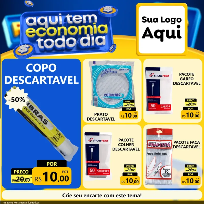 Modelo de Rede Social para Feed Facebook com o tema Aqui Tem Economia Todo Dia para Embalagens