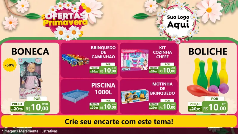 Modelo de TV para TV Horizontal com o tema Ofertas de Primavera para Brinquedos