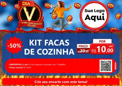Modelo de Cartaz para Cartaz A4 Horizontal com o tema Dia V - O Dia Mais Barato Do Mês para Utilidades Domésticas