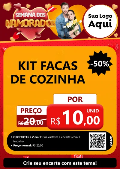 Modelo de Cartaz para Cartaz A4 Vertical com o tema Semana dos Namorados para Utilidades Domésticas