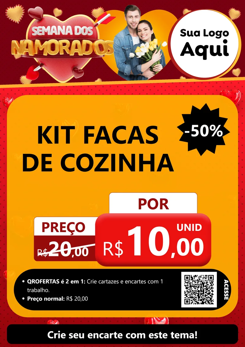Modelo de Cartaz para Cartaz A4 Vertical com o tema Semana dos Namorados para Utilidades Domésticas