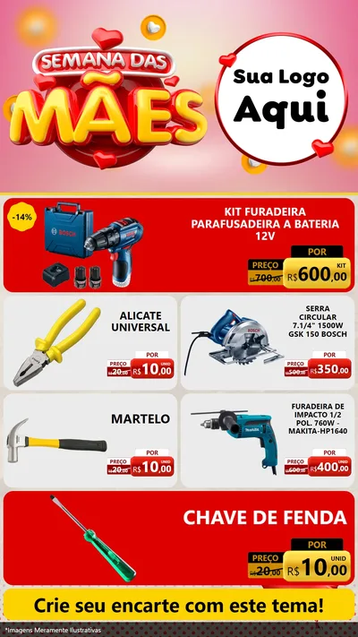 Modelo de TV para TV Vertical com o tema Semana das Mães para Maquinas e Ferramentas