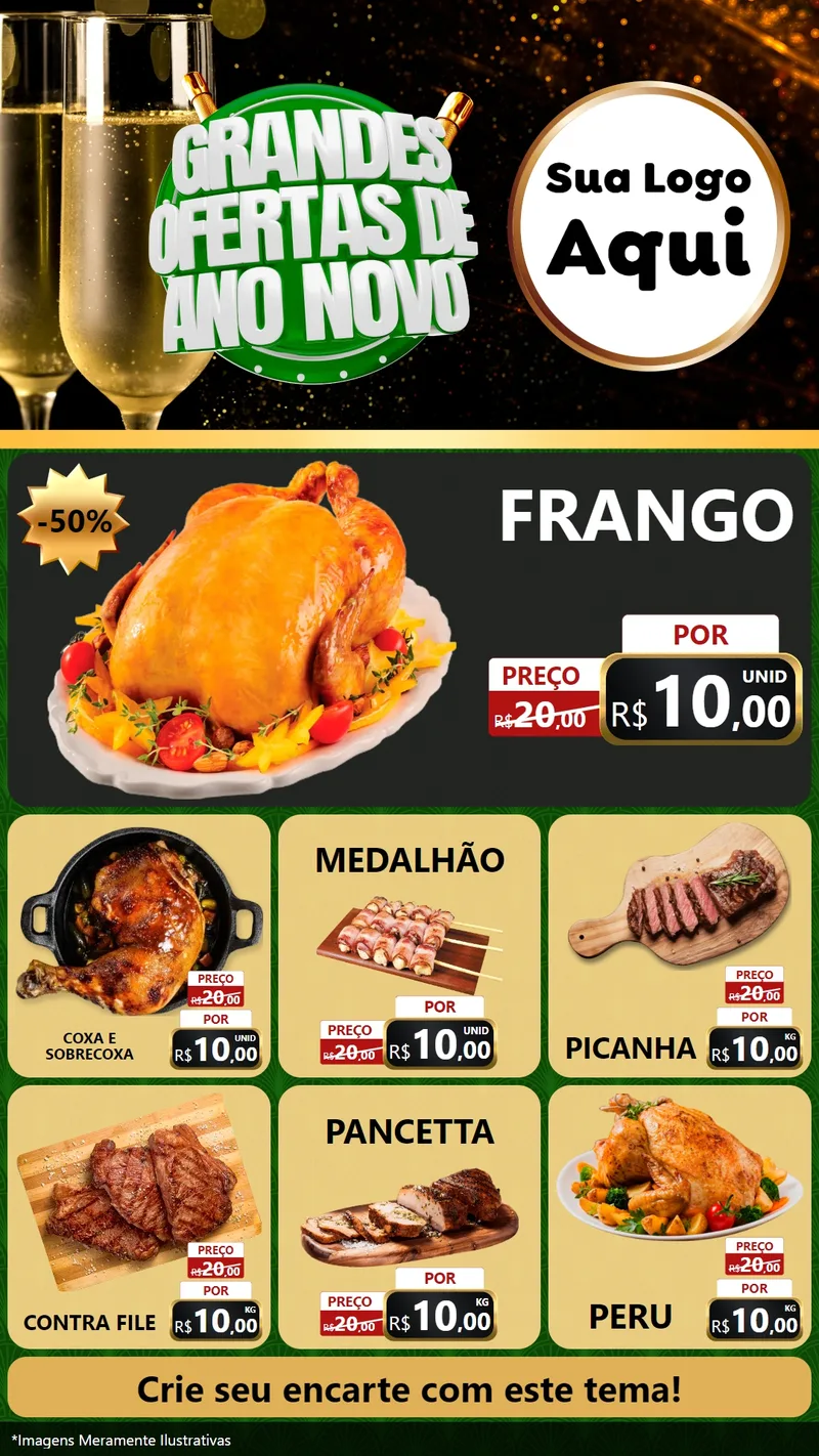 Modelo de Rede Social para Stories com o tema Grandes Ofertas de Ano Novo para Assados