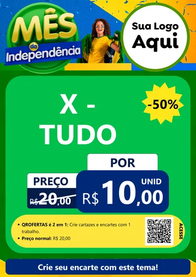 Modelo de Cartaz para Cartaz A4 Vertical com o tema Mês da Independência para Hamburgueria