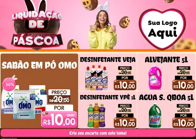 Modelo de Encarte para Encarte A4 Horizontal com o tema Liquidação de Páscoa para Produtos de Limpeza