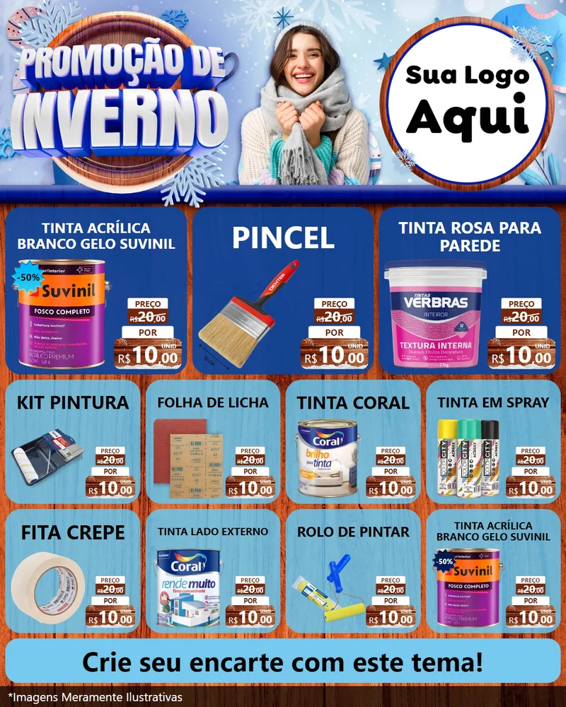 Modelo de Rede Social para Feed Instagram com o tema Promoção de Inverno para Tintas e Ferramentas
