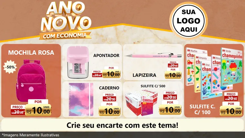 Modelo de TV para TV Horizontal com o tema Ano Novo Com Economia para Papelaria