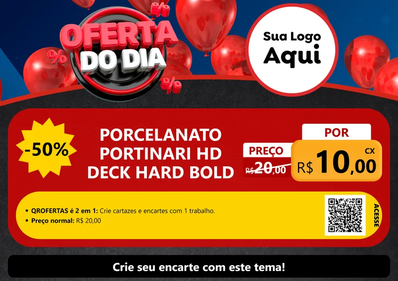 Modelo de Cartaz para Cartaz A4 Horizontal com o tema Oferta do Dia para Pisos e revestimentos