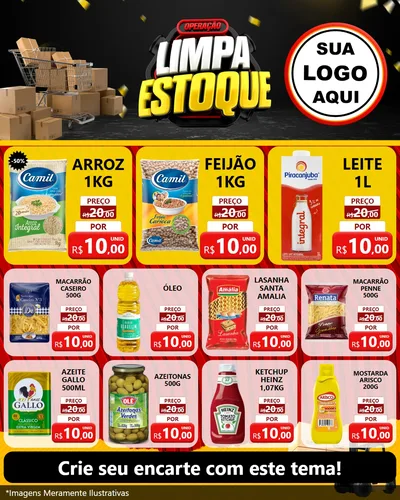 Modelo de Rede Social para Feed Instagram com o tema Operação Limpa Estoque para Supermercado