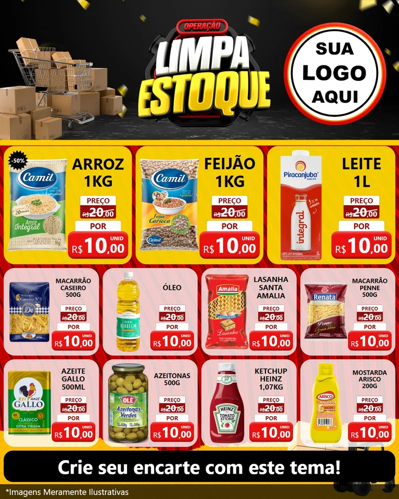 Modelo de Rede Social para Feed Instagram com o tema Operação Limpa Estoque para Supermercado