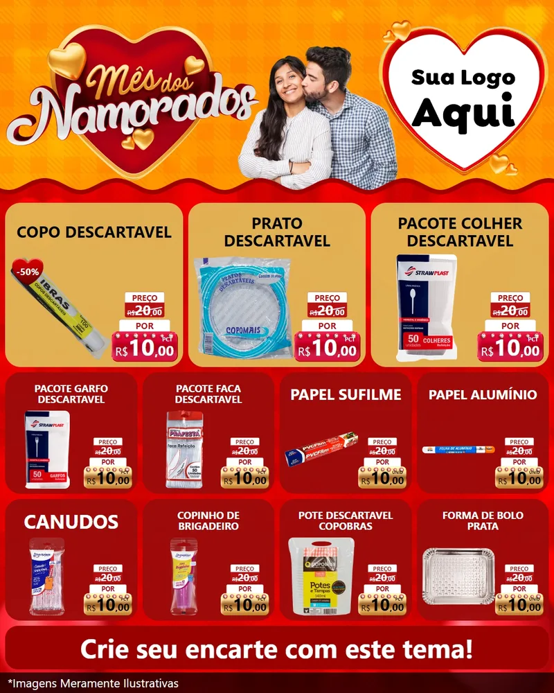 Modelo de Rede Social para Feed Instagram com o tema Mês dos Namorados para Embalagens
