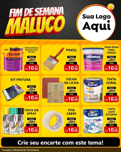 Modelo de Rede Social para Feed Instagram com o tema Final de Semana Maluco para Tintas e Ferramentas